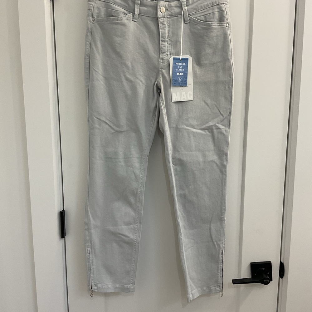 MAC Jeans Pearl Grey Dream Slim Leg Women's Zip Ankle Pants